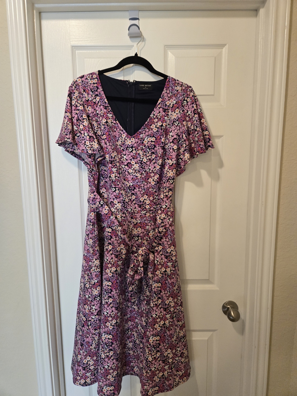 Lane Bryant Purple Floral V-Neck Midi Dress - Picture 2 of 10